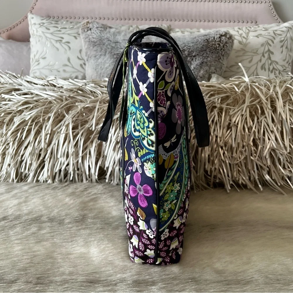 New VERA BRADLEY Floral Nightingale 2011 Tall Tote Rhythm Blues Plum Petal Y2K